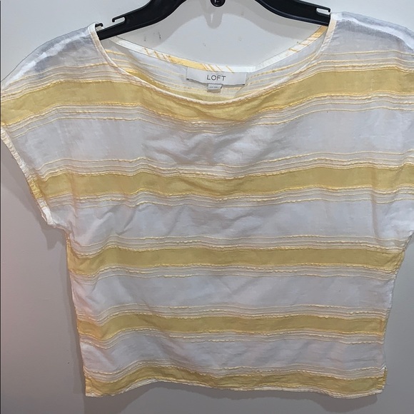 Loft scoop neck lightweight striped cotton tee XS - Picture 1 of 3